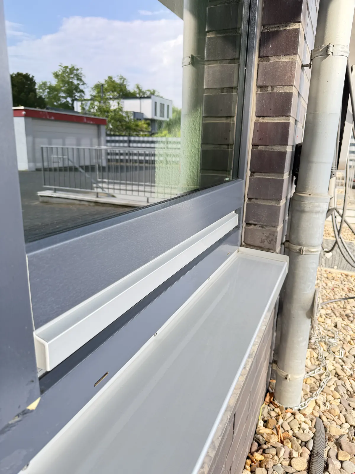 Gleicher Fensterrahmen nach professioneller Fensterreinigung in Grevenbroich – Vogelkot rückstandsfrei entfernt